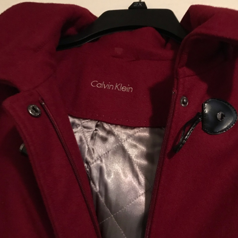 Calvin Klein Wool Blend Hooded Coat